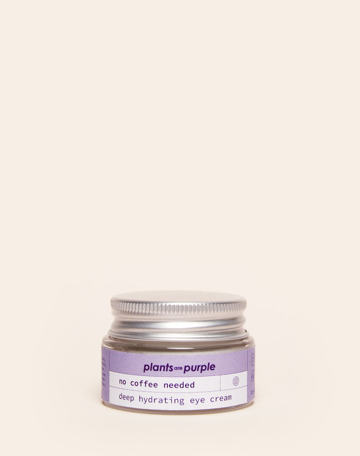 A jar of deep hydrating eye cream with purple labeling.